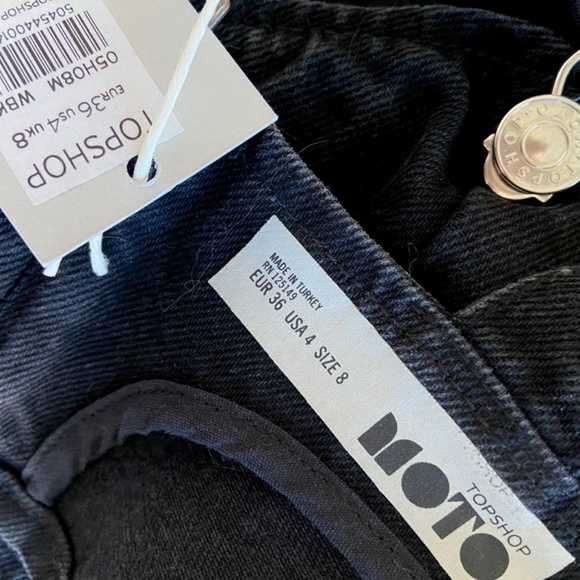 TOPSHOP Moto Denim Dungaree Overall Crop Bustier Top - Picture 4 of 5